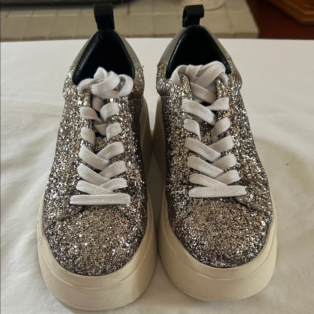 Ash Women's Silver Glitter Sneakers with Black and White Details - Picture 2 of 8